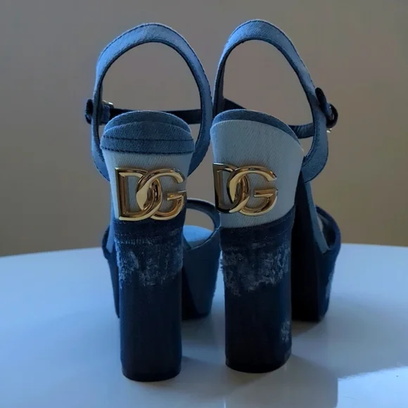 Dolce Gabbana Patchwork denim platform sandalsize 36.5